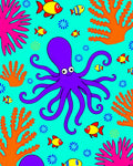 Vibrant Purple Octopus Coral Reef Scene Rug