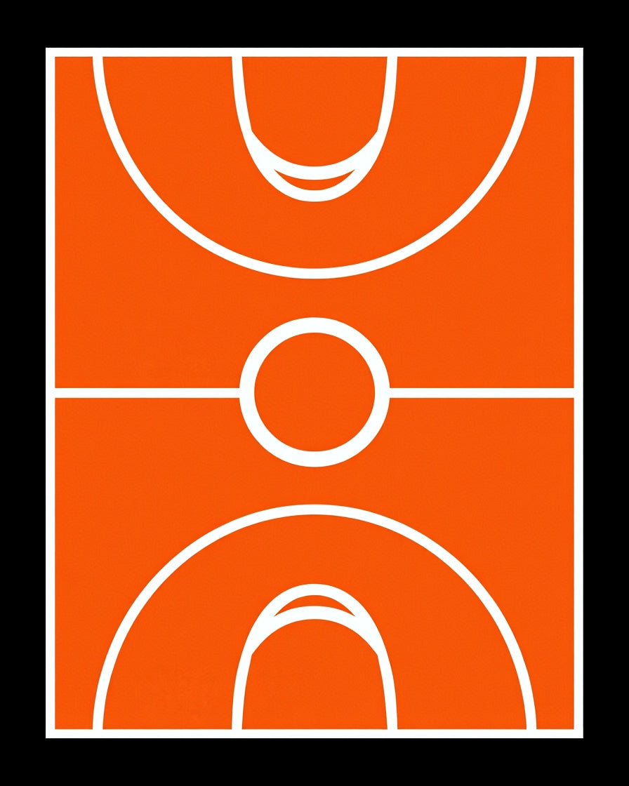 Orange Court Geometric Lines Rug