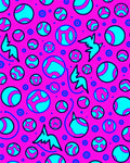 Vibrant Pink Blue Swooping Circles Rug