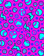 Vibrant Pink Blue Swooping Circles Rug