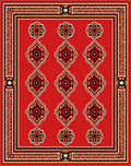 Red Ornamental Geometric Medallions Rug