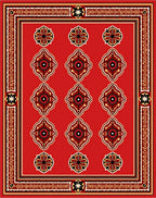 Red Ornamental Geometric Medallions Rug