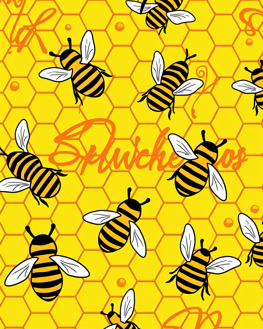 Yellow Honeycomb Bees Rug