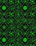 Vibrant Neon Green Floral Vines Rug