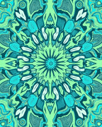 Mint Green Teal Medallion Mandala Rug