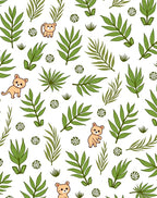 Cartoon Jungle Leaves with Cubs Rug