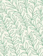 Green Leafy Branches Repeating Pattern Rug