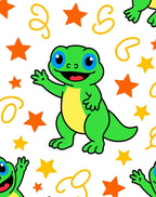 Friendly Green Lizard Waving Stars Rug