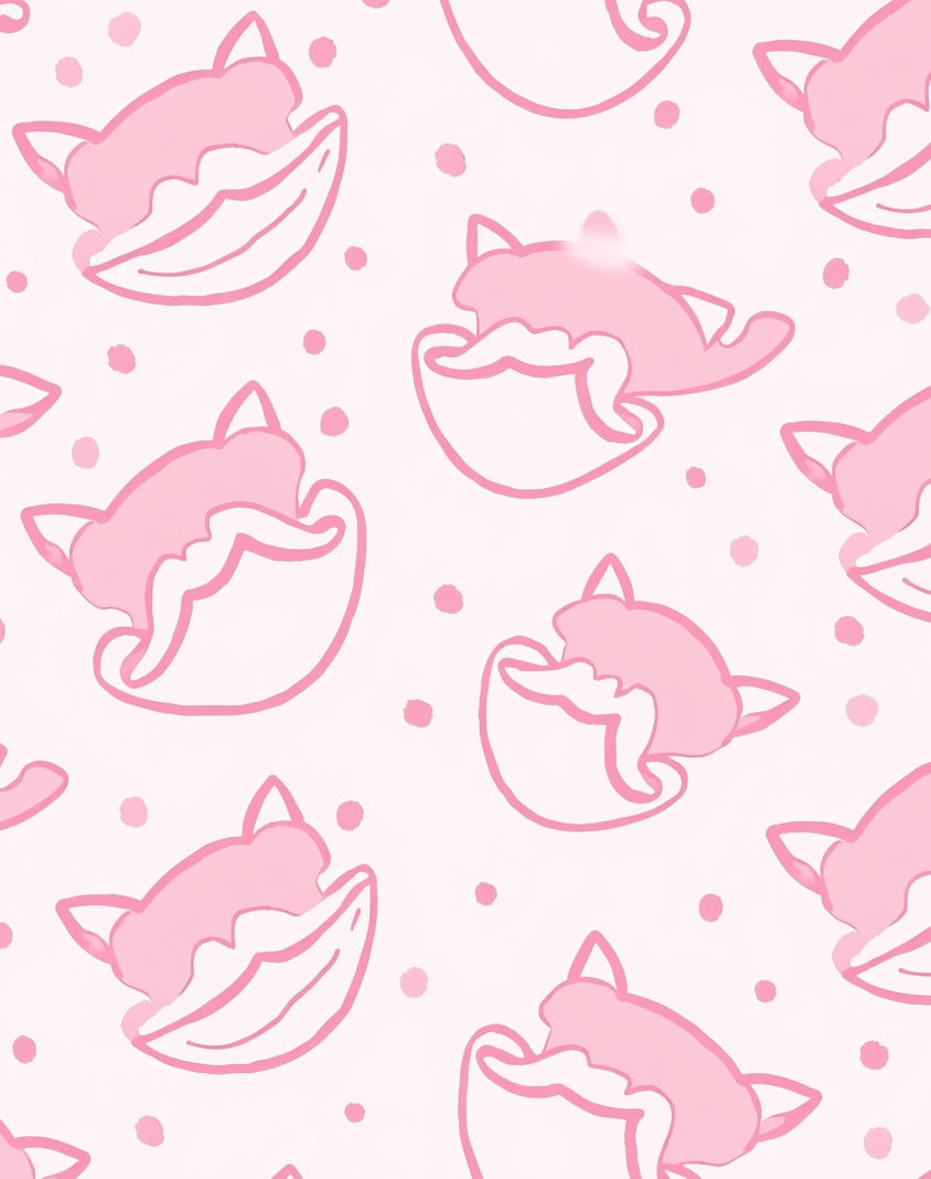 Pink Kitty Cupcake Dot Repeat Rug