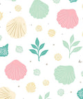 Pastel Seashell Foliage Scattered Arrangement Rug
