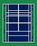 Deep Blue Tennis Court Geometric Lines Rug