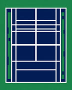 Deep Blue Tennis Court Geometric Lines Rug