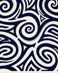 Navy Cream Swirling Organic Swirl Rug