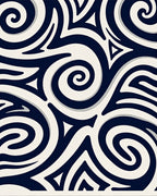 Navy Cream Swirling Organic Swirl Rug