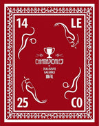 Crimson Red Abstract Trophy Figures Rug