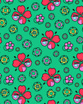 Whimsical Red Clover Green Floral Rug
