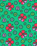 Whimsical Red Clover Green Floral Rug