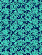 Deep Teal Abstract Swirls and Hearts Rug