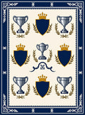 Navy Blue Crest Laurel Trophies Rug