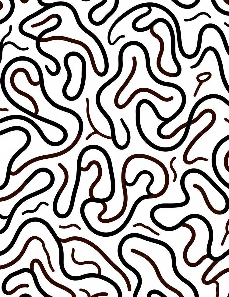 Abstract Black Brown Wavy Lines Rug