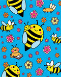 Cute Yellow Bees With Flowers Rug