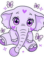 Kawaii Purple Elephant Butterfly Dream Rug