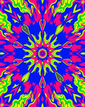 Vibrant Neon Floral Mandala Rug