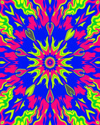 Vibrant Neon Floral Mandala Rug