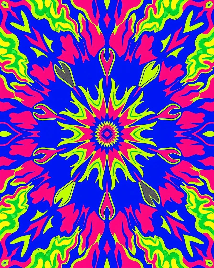 Vibrant Neon Floral Mandala Rug
