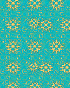 Turquoise Gold Sunburst Medallion Rug