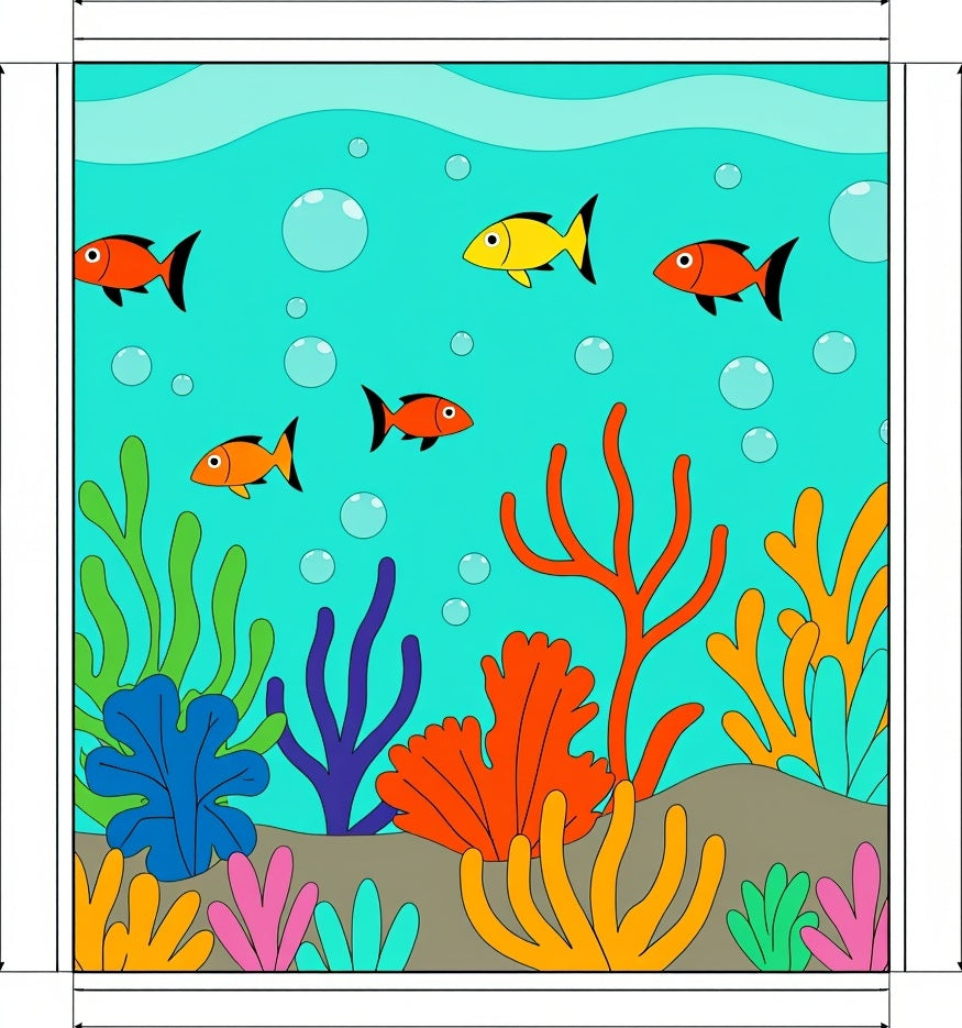 Coral Reef Fish and Seaweed Scene Rug