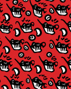 Whimsical Black Elephant Red Background Rug