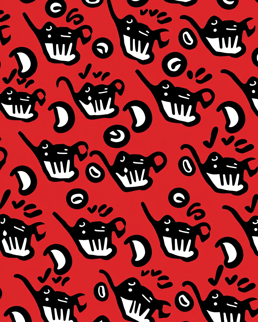 Whimsical Black Elephant Red Background Rug