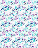 Teal Purple Swirl Curlicue Abstract Rug