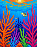 Vibrant Coral Reef Fish Sun Rays Rug