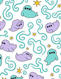 Cute Ghostly Alien Swirl Star Rug