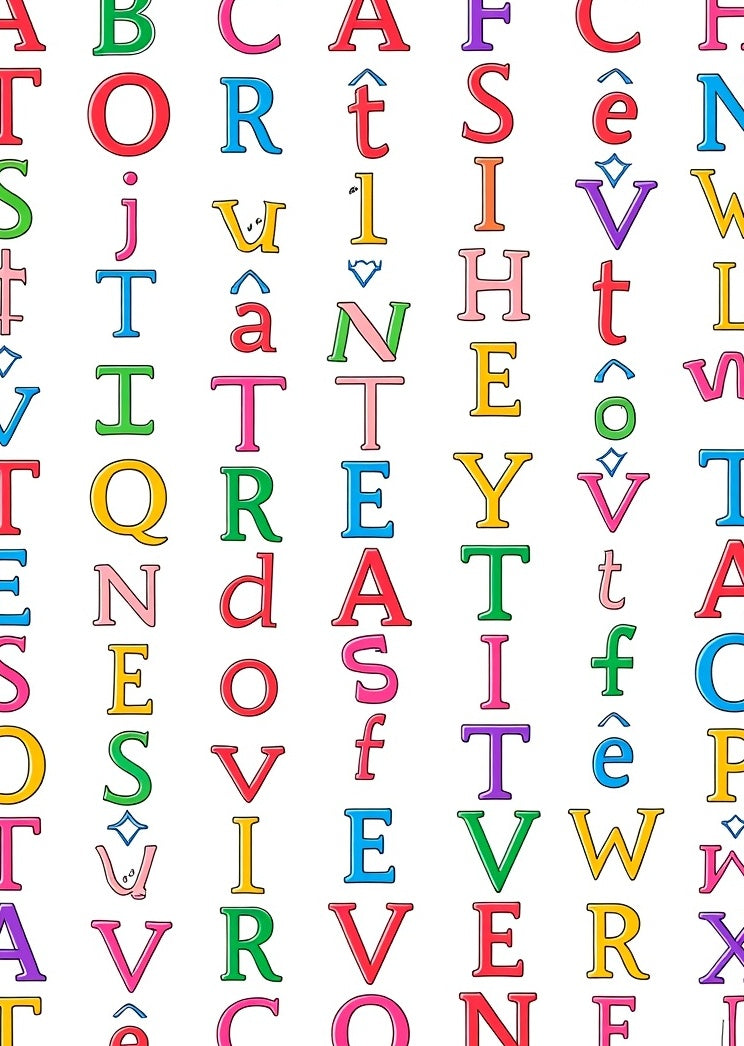 Alphabetical Rainbow Letter Collage Rug