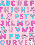 Playful Pink Blue Alphabet Characters Rug