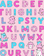 Playful Pink Blue Alphabet Characters Rug