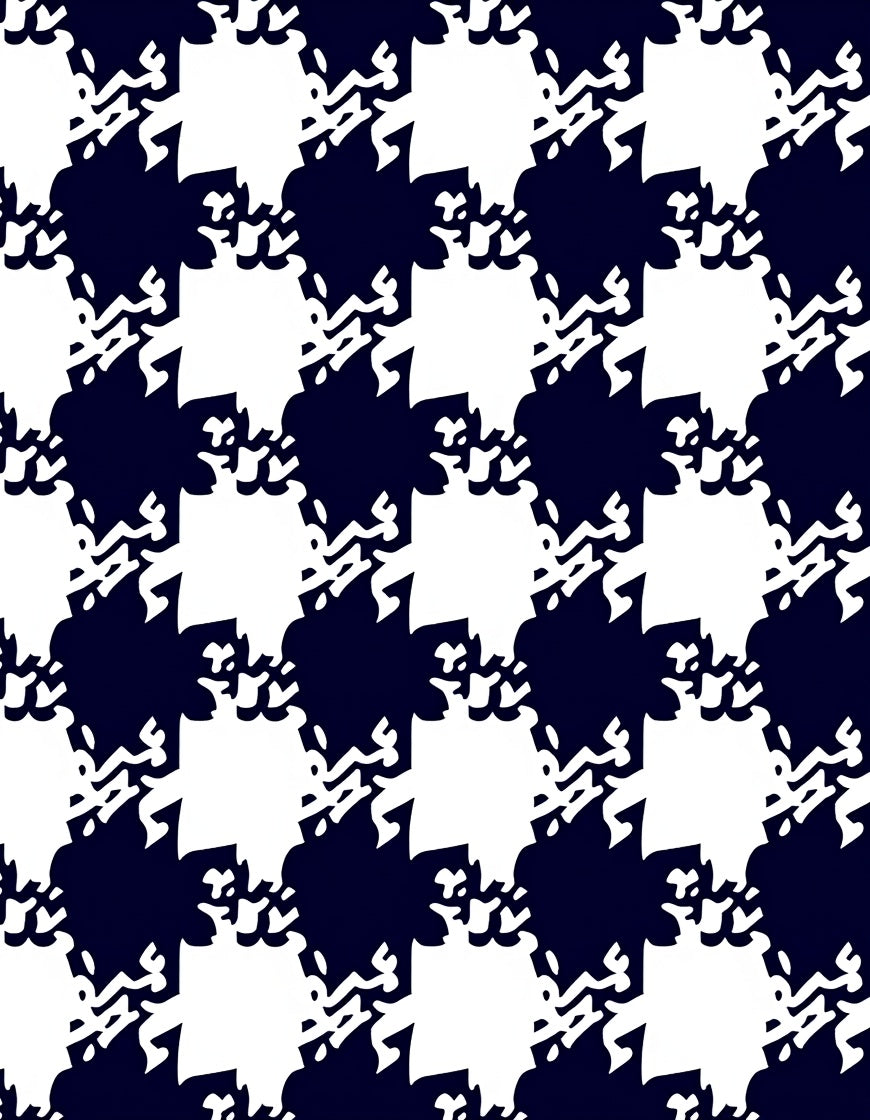 Dark Blue White Jagged Houndstooth Rug