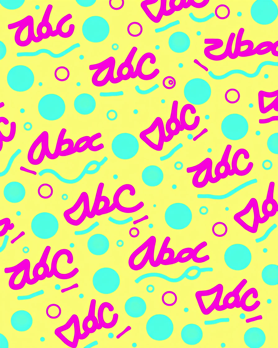 Bright Yellow Pink Blue ABC Circles Rug