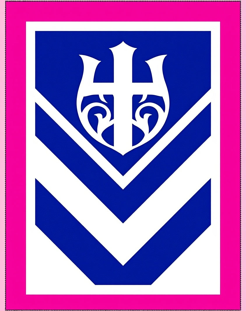 Bold Blue White Crest Chevron Rug