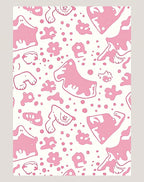 Pink Blobs And Flowers Scattered Rug