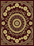 Deep Burgundy Golden Mandala medallions Rug