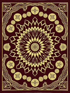 Deep Burgundy Golden Mandala medallions Rug