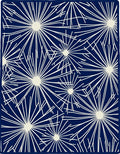 Navy White Starburst Floral Scatter Rug