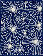 Navy White Starburst Floral Scatter Rug