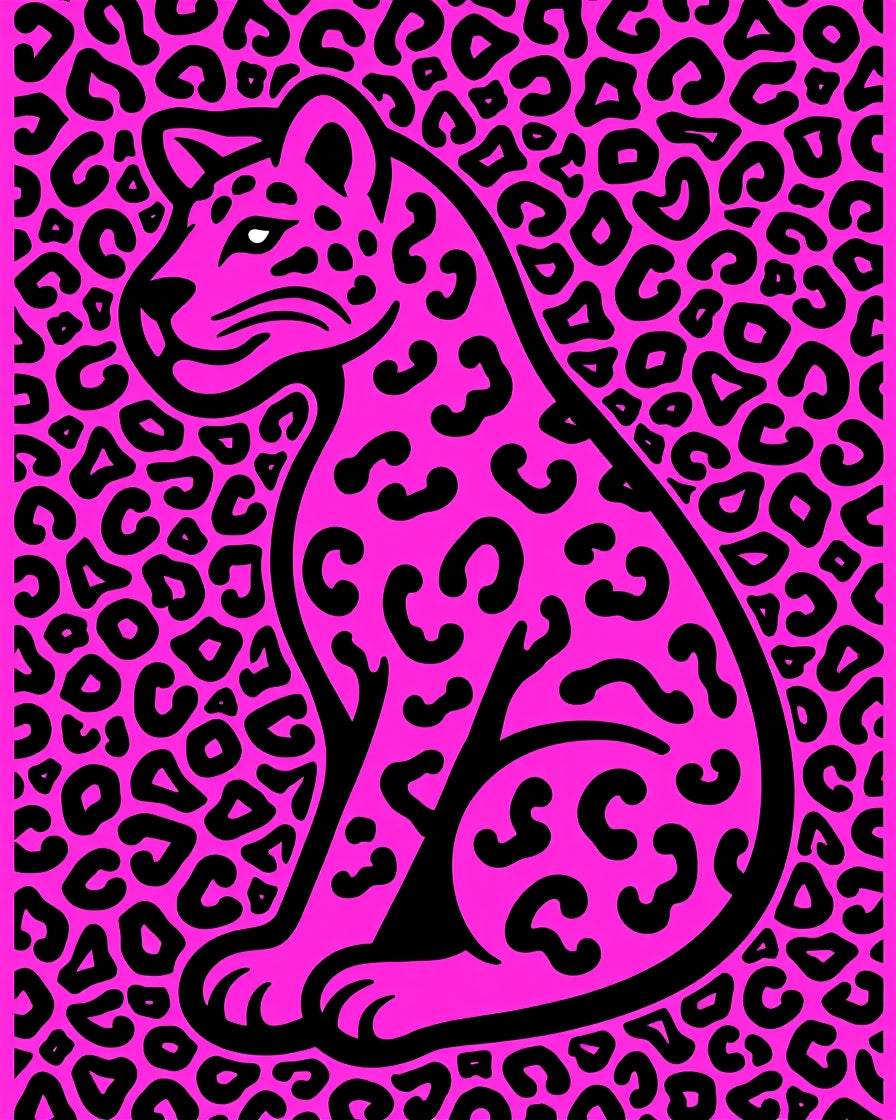 Hot Pink Leopard Spot Silhouette Rug