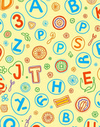 Whimsical Alphabet Numbers Flowers Pattern Rug