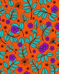 Vibrant Purple Floral Turquoise Leaf Rug